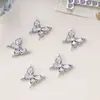 Joyería para Uñas Lz Nuevo Moño Plateado Brillante Circonita Diamante Colgante de Gota de Agua con Perla Borla Larga Joyería Diamante