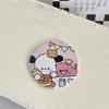 Espejo redondo pequeño Sanouli, portátil, con forma de cachorro de dibujos animados japoneses, mini espejo portátil con forma de corazón para niña, espejo de maquillaje, pequeño regalo