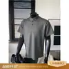 Camisa Polo Bordada em Waffle de Manga Curta para Homem, Verão Estilo Americano Patchwork Desconstruído Esportiva Fitness Camiseta de Ombro Normal com Mangas de Três Quartos