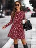 Vestido estampado de manga larga y cuello redondo popular de Amazon para mujer, estación independiente europea y americana, otoño e invierno de 2023
