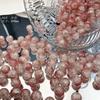 Cuentas de vidrio con grietas de hielo rojas para Año Nuevo, cuentas de bambú hechas a mano, collares, pulseras y accesorios de joyería.