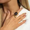 Anillo Ancho Geométrico Cepillado Estilo Europeo y Americano Transfronterizo Ins para Mujer, Joyería de Anillo Maillard Gradiente Punk