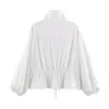 Ropa europea y americana para mujer transfronteriza, bestseller de AliExpress, chaqueta casual de moda estilo francés con cuello alto y cordón para ceñir la cintura