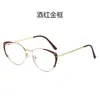 Nuevas Gafas de Ojo de Gato Transfronterizas, Montura de Gafas Retro de Moda con Filtro de Luz Azul, Gafas Metálicas Transparentes de Moda para Influencers de Maquillaje, Gafas para Mujer sin Graduación