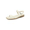 Tamanho Tamanho Reembolsável Simples All-match 2022 Verão Novo Estilo Couro de Vaca Flat Square Toe Open Toe Sandálias Femininas
