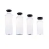 PET Cuadrada Transparente Tapa Negra Plástico Botella Cuerpo de Botella Serigrafía LOGO Personalizado Contenedor Dispensador de Líquido Mayoreo