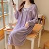 Primavera e outono crepe nightdress mulheres bonito doce princesa estilo manga comprida mid-length solto fino outerwear homewear