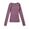 8090-26 Otoño, suéter de punto ajustado estilo coreano, puro y elegante, con cuello en V y manga larga