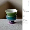 En el Bosque, Regreso a los Pinos, Sombra Esmeralda Soñadora, Taza de Té de Cerámica Creativa con Tallo Alto, Alto Valor Estético, Taza de Té de Color Degradado, Juego de Té Kung Fu