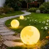 Lámpara de Luna para exteriores, impermeable, esférica, luz LED para paisajismo con pantalla redonda de PE moldeada por rotación, luz para paisajismo de patio montada en el suelo