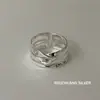 Anillo de Plata de Ley S925 con Cara Sonriente Multicapa Tendencia S925 Nicho Diseño Único Simple Versátil