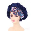 Touca de Cetim Grande Estilo Boêmio Amazon com Fita Longa Chapéu Turbante Boné com Laço Elástico