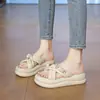 Sandalias de Verano para Mujer para Exteriores 2026 Nuevo Estilo de Hada con Falda Sandalias de Playa de Suela Gruesa Zapatillas Slip-On de Moda Perezosa