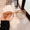 Armazón de gafas para miopía Qianai Nuevo Estilo K Retro Redondo Gafas de Luz Anti-Azul Tr Oro Pegamento Mixto Espejo Plano