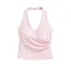 DS26007-26 Camisola básica de tirantes estilo europeo y americano para verano, ajustada, con cuello en V, sin espalda y con copas en el pecho