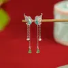 Aretes de Moda Tendencia Yuebao Joyería Jade Hetian Plata de Ley S925 Jaspe Perla Mariposa Gota de Agua Borla Personalizables