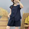 2025 Lino Estilo Casual Temperamento Boscoso Moda para Viajes Conjunto Color Sólido Top Shorts Estilo Athflow Elegante