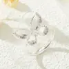 Anillo Abierto de Mariposa Plateado Cepillado Nuevo de Moda Versátil Llamativo Ajustable para Dedo Índice