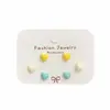 Set de Aretes de Flores Coloridas para Mujer, Aguja de Plata Verano Dulce Corazón Goteo de Aceite Fresco y Compacto Aretes Dopamina Estudiante