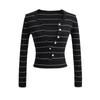 Spice Girls Europeas y Americanas Otoño e Invierno Spice Girls Sexy Rayas Conjunto de Dos Piezas Suéter de Punto Top Chaleco de Tirantes Planos Cárdigan