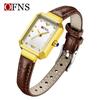 Reloj de Mujer de Comercio Exterior de la Marca Ofns Nicho Retro Tres Agujas Reloj de Cuarzo Resistente al Agua Estilo Ins para Niñas Combinable Reloj de Mujer