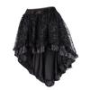Falda europea y americana con cola de mechones de corte, falda de malla estampada flocado, falda gótica irregular de doble capa, falda nicho