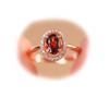 Anillo de celebridad de internet en vivo con incrustaciones de anillo de granate imitación natural color rojo paloma de 7x9 mm para mujer, chapado en oro rosa