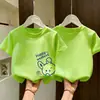 Camiseta de Manga Corta de Algodón Puro para Niñas, Estilo Nuevo de Verano, Top Lindo con Estampado y Cuello Redondo, Camiseta Básica Cómoda y Transpirable para Niños