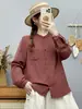 Camisa de manga larga de gasa de algodón de doble capa con cuello mao pequeño de espiga para mujer, exportación a Japón, camisa de algodón puro suave y agradable para la piel