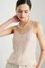 Camisola de Seda para Mujer 2026 Primavera/Verano Nueva Color Sólido Ropa Interior Exterior Estilo Commuter con Encaje y Top de Seda de Morera