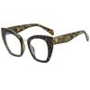 Montura de Gafas Ojo de Gato Europeas y Americanas a la Moda Trendy Asimétricas Elegantes Ins Gafas de Espejo Plano para Mujer Gafas Cruzadas Anti Luz Azul 395
