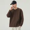 Camiseta de Manga Larga con Cuello Henley para Hombre Anyang 2026 Otoño Nueva Color Sólido Corte Holgado Pulóver Capa Base Camiseta Casual