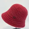 Sombrero de Pescador de Punto Cálido para Otoño e Invierno con Protección para las Orejas, Versátil, para Circunferencia de Cabeza Grande, Adelgazante, Versión Coreana con Etiqueta Metálica para Mujer