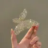 Presilha de Cabelo Borboleta Vazada Full-Diamond de Luxo com Strass, Presilha de Metal com Mola para Coques, Acessório de Cabelo Versátil e Elegante, Atacado do Fabricante