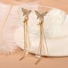 Nuevos Aretes Largos de Borla de Moda con Aguja de Plata S925, Diseño de Mariposa con Diamantes, Elegantes, de Verano, Primavera 285