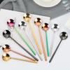 Cuchara colorida de acero inoxidable chapada en oro titanio cuchara para café cuchara estilo coreano cuchara para postre logo grabado