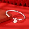 Pulseira de Tornozeleira Prata S9999 Prata de Lei Feminina Borboleta Lírio-do-vale Padrão Martelo Floco de Neve Aberta Antiga Sólida para Mãe