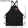 Delantal grueso nuevo modelo hecho a medida en stock para cocina casera, lona de 16 oz resistente a la suciedad con logotipo impreso, comercio exterior transfronterizo al por mayor