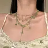 Collar de cuentas tipo súper hada y hermoso Yingying Flower Powder, Gargantilla multicapa