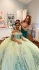 AliExpress Novo Vestido de Noite Verde Menta Ombro a Ombro Elegante Vestido de Princesa Banquete de Aniversário Apresentador Vestido de Palco