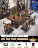 Mesa de Té Grande y Juego de Sillas Una Mesa Cinco Sillas Nuevo Estilo Chino Mesa de Café Juego de Té Integrado Juego Completo Oficina Hogar Estación para Preparar Té