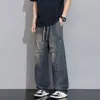 Jeans plisados estilo americano para hombre, verano finos, alta costura, holgados, pierna recta, juveniles, transpirables, casuales, pantalones de trabajo