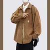 Camisa de trabajo moderna para hombre, de manga larga, para primavera y otoño, estilo japonés, chaqueta casual de pana para adolescentes