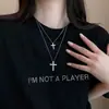 Collar de Suéter de Acero de Titanio con Cruz de Diamantes Nuevo 2025 para Mujer Lujo Accesible Cadena para Sudadera de Alta Gama Accesorios Cadena para Clavícula