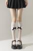 Meias Lolita Japonesas de Veludo com Laço de Renda Branco Leitoso Renda Pura Lustre Ultra-Fina para Panturrilha Primavera e Verão