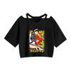 Camiseta com Estampa Chainsaw Man (Homem Motosserra) Anime Transfronteiriça Verão Casual Popular Feminina Alcinha Mostra a Barriga Curta