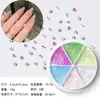 Caixa com 6 Compartimentos 2mm Zircônia Bolhas Transparentes Coloridas Aurora Semicírculo Pérola Flor Joia para Nail Art Olho de Gato Diamante