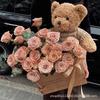 Zhuo Fibra Flor Material Couro de Vaca Bolsa de Abraço Urso de Mão na Mão Bolsa Inglesa Material Floral Bolsa de Flores Bolsa de Flores Bolsa de Embalagem de Flores
