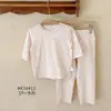 Pijama Infantil Coelho de Pão Primavera e Verão Classe A Estilo Floresta Fresco Floral Bebê Menina Manga Três Quartos Conjunto para Casa