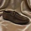 Sapatos Casuais de Camurça Estilo Canguru para Mulheres, com Cadarço e Sola Lisa, Mocassins de Couro Macio Estilo Britânico para Outono e Inverno